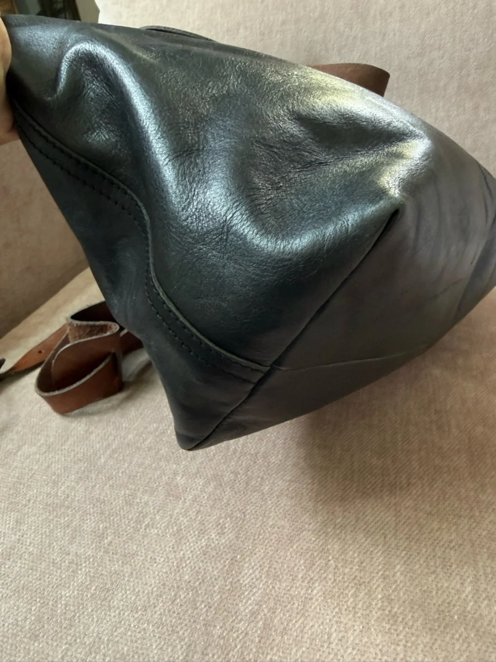 Madewell Leather Transport Zip Top Carryall Crossbody Black Brown Tote Bag